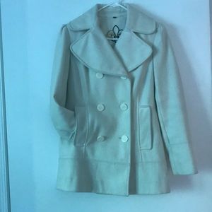 Guess cream white double breasted pea coat